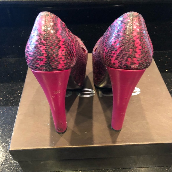 Bebe Hot Pink Khloe Snakeskin Platform Pumps - Picture 2 of 5